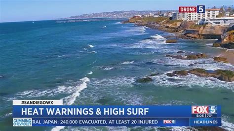 Tropical storm causes heat warnings and high surf in San Diego